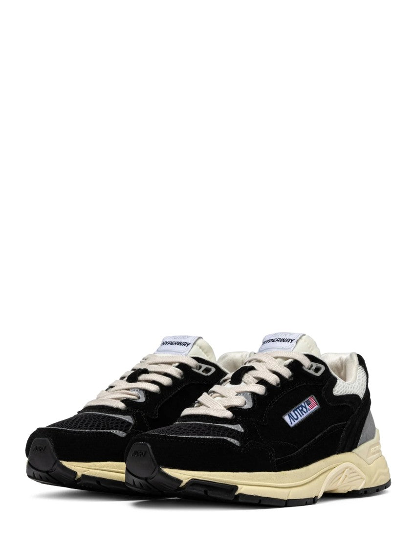Autry Black Suede And Mesh Sneakers With Cream Cushioned Sole