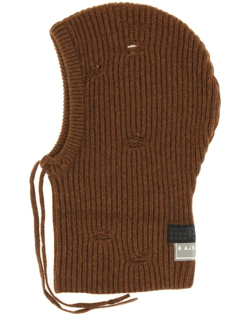 Mm6 By Maison Margiela Ribbed Woolen Hood With Eye Openings