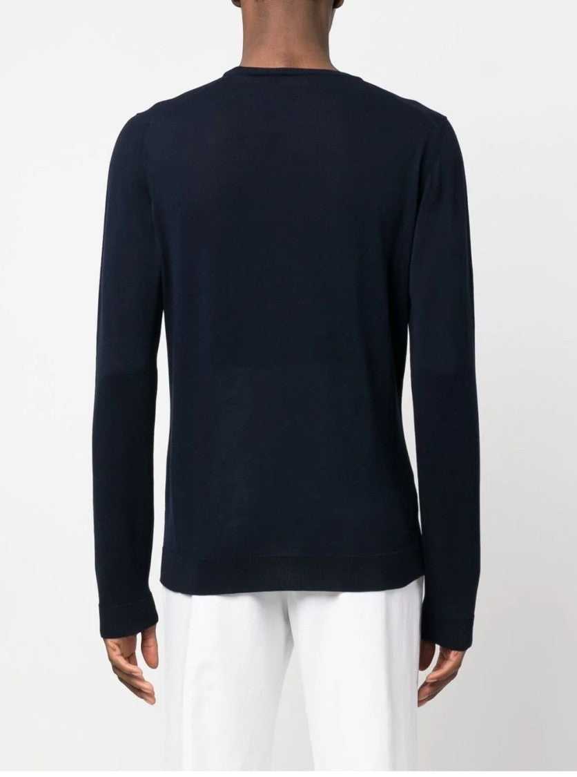 Roberto Collina Round Neck Long Sleeve Sweater In Soft Cotton