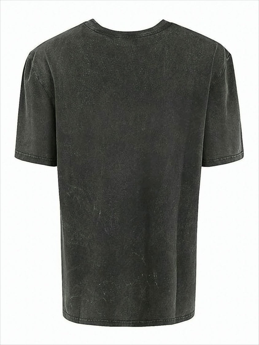 Isabel Marant Washed Black Graphic Print T-Shirt With Colorful Motifs