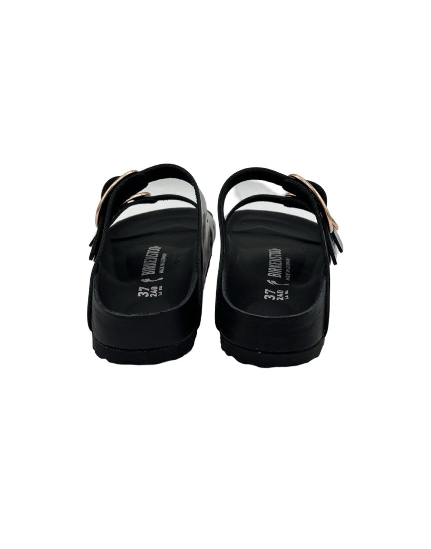 Birkenstock Oversized Buckle Black Sandals With Contoured Footbed