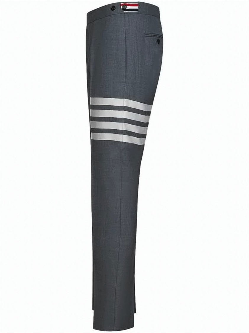 Thom Browne Tailored Suit Pants With Horizontal Stripes And Adjustable Side Detail