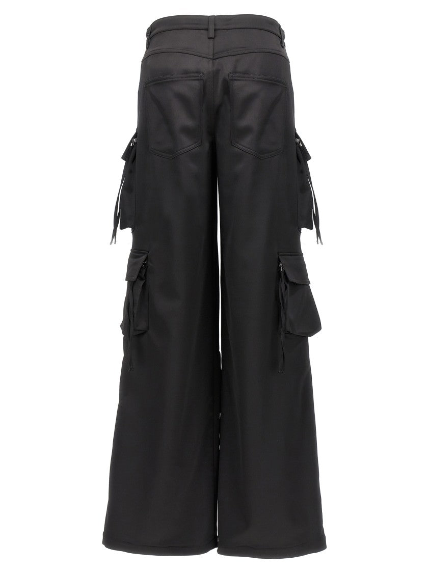 Giuseppe Di Morabito Wide-Leg Black Satin Cargo Pants