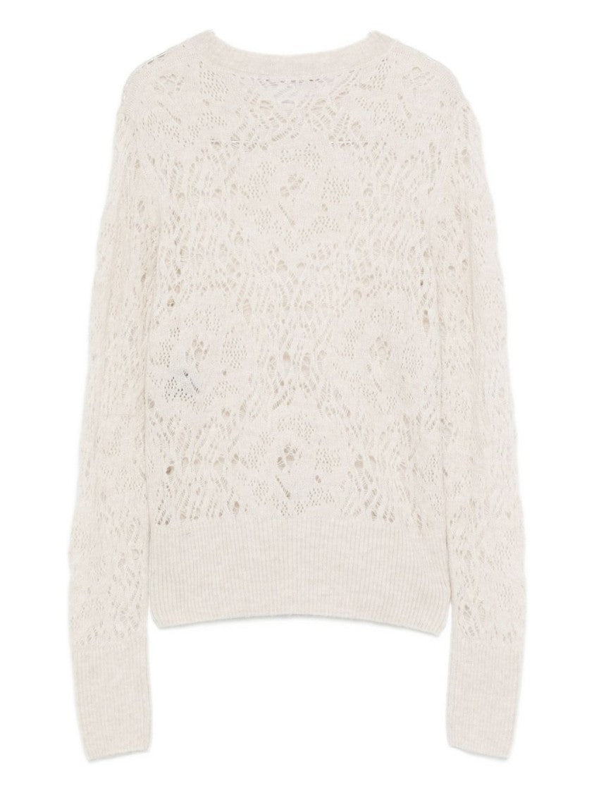 Dexterior Knit Sweater With Lace-Like Pattern