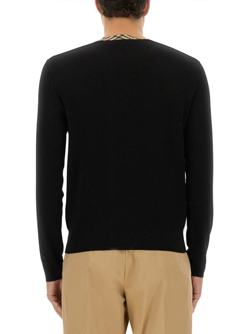 Burberry Classic Black Wool Jersey With Ribbed Detailing