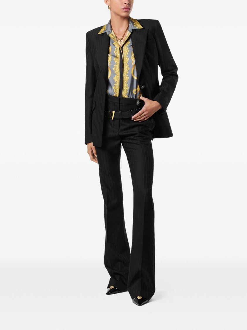 Versace Flared Black Trousers With High Waist