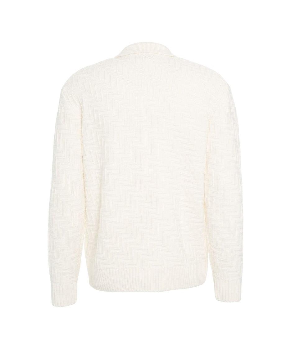 Paolo Pecora Structured Virgin Wool Cardigan With Classic Collar