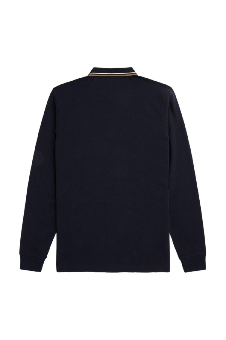 Fred Perry Blue Cotton Polo With Double Tipped Collar
