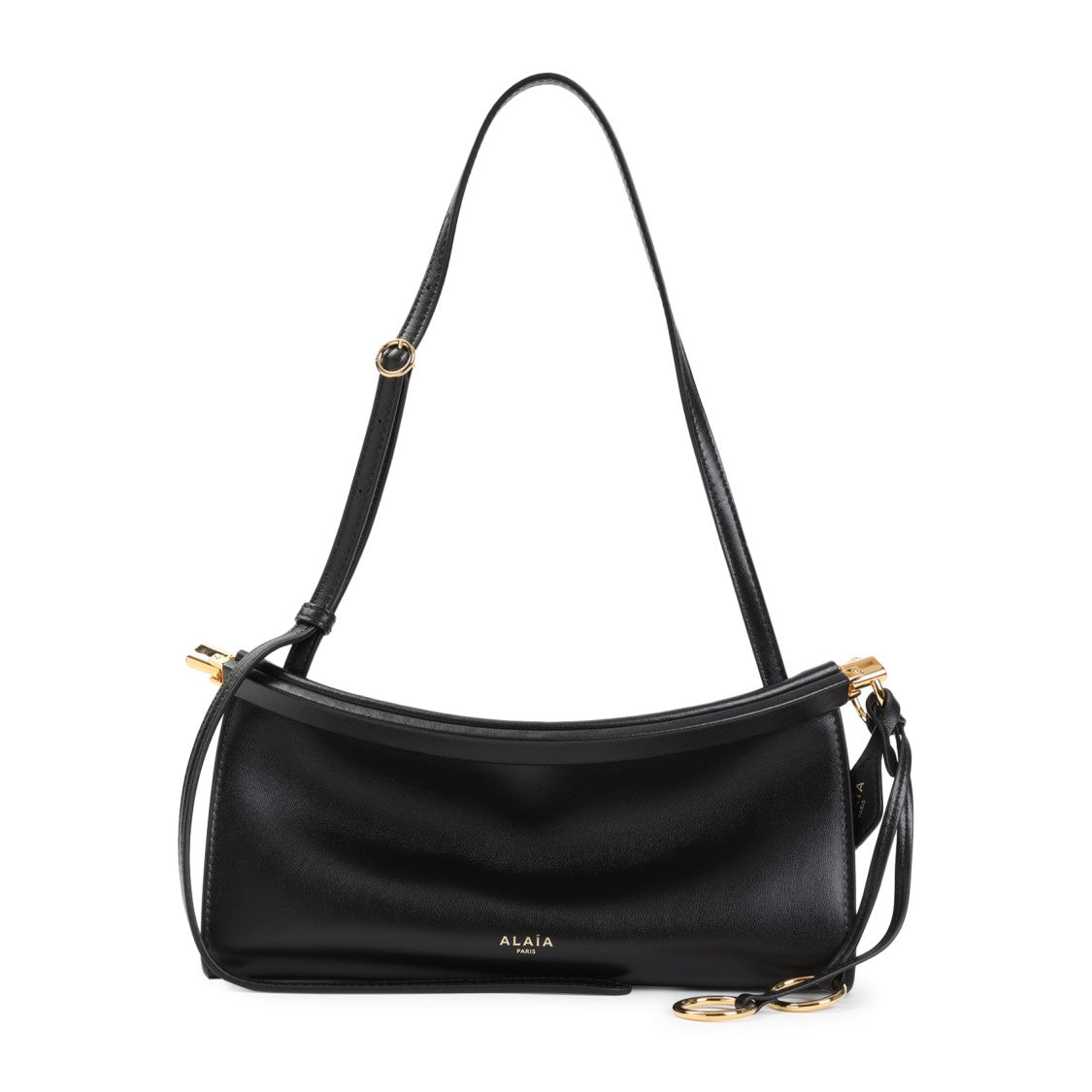 Alaïa Compact Black Calf Leather Shoulder Bag With Gold-Tone Hardware