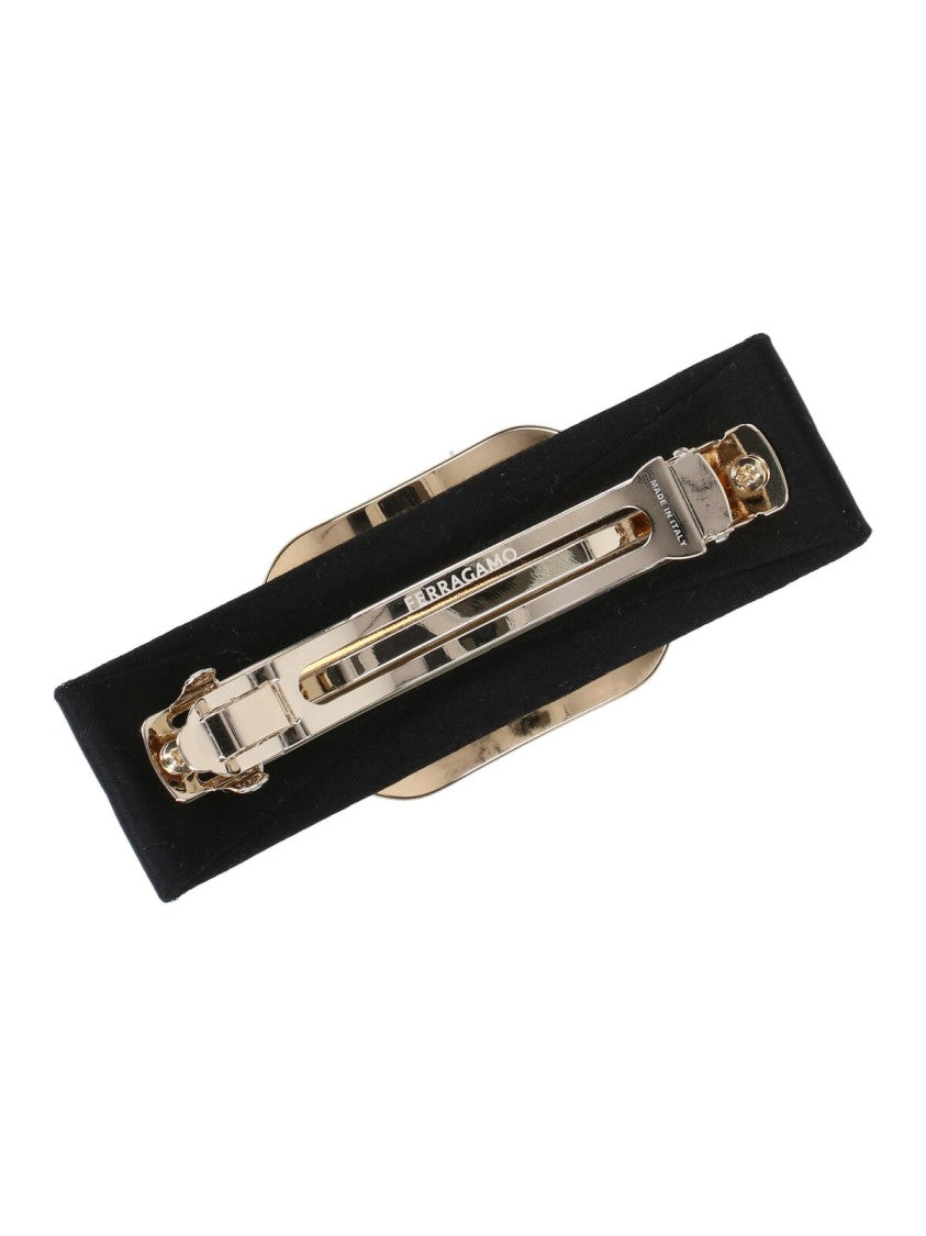 Ferragamo "Vara" Grosgrain Hair Clip – Black