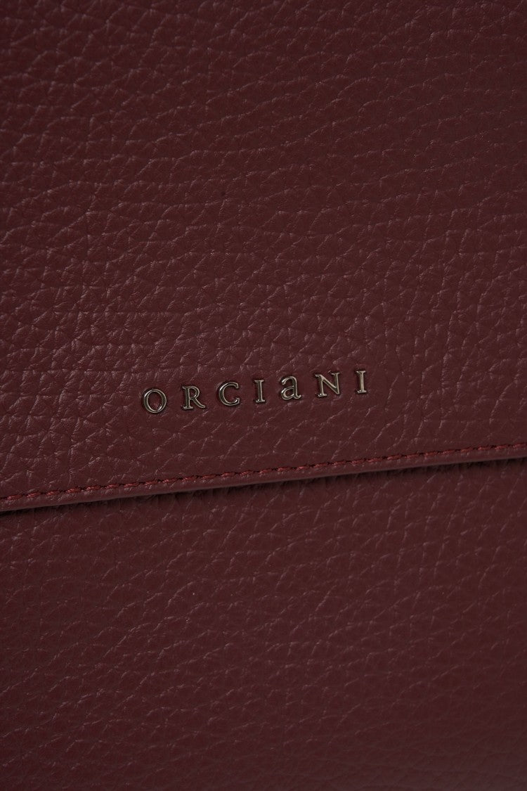 Orciani Trapezoidal Red Leather Handbag With Detachable Strap