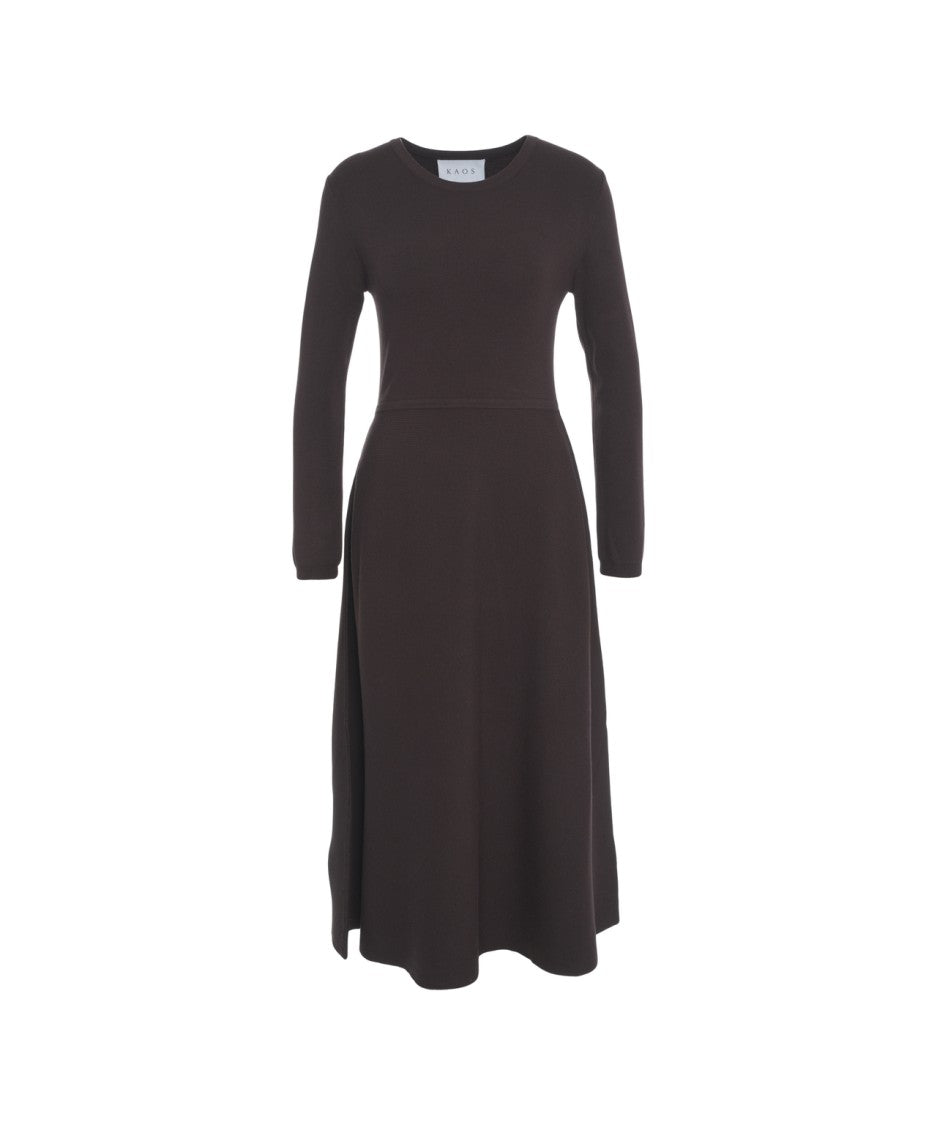 Kaos Long Black Dress With Round Neckline