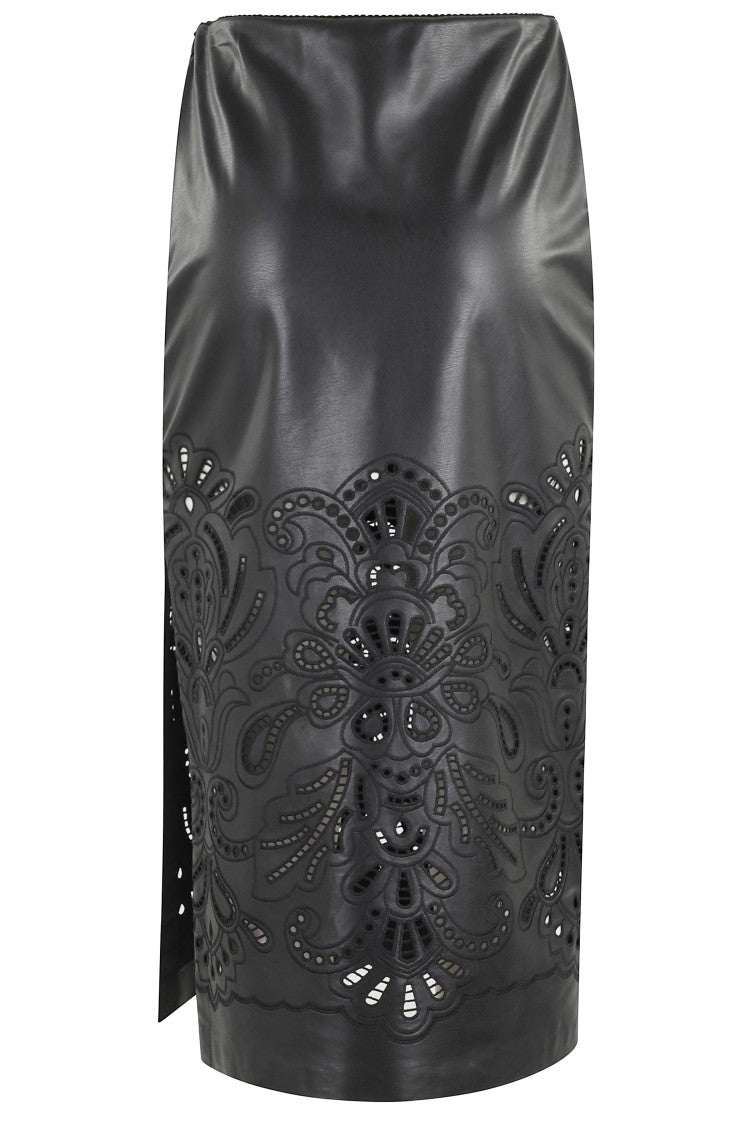 Ermanno Firenze Longuette Faux Leather Midi Skirt