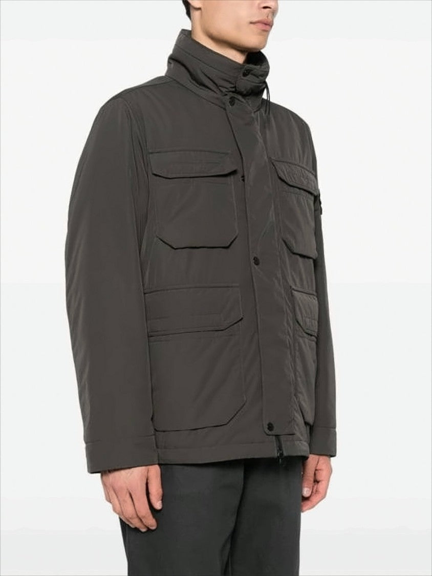 Stone Island High Stand Collar Padded Jacket With Utility Pockets