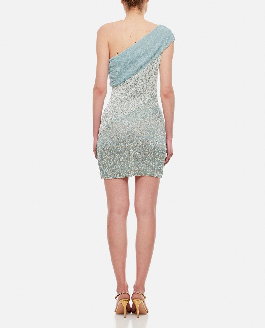 Vitelli Viscose Cotton Jacquard Asymmetric Mini Dress
