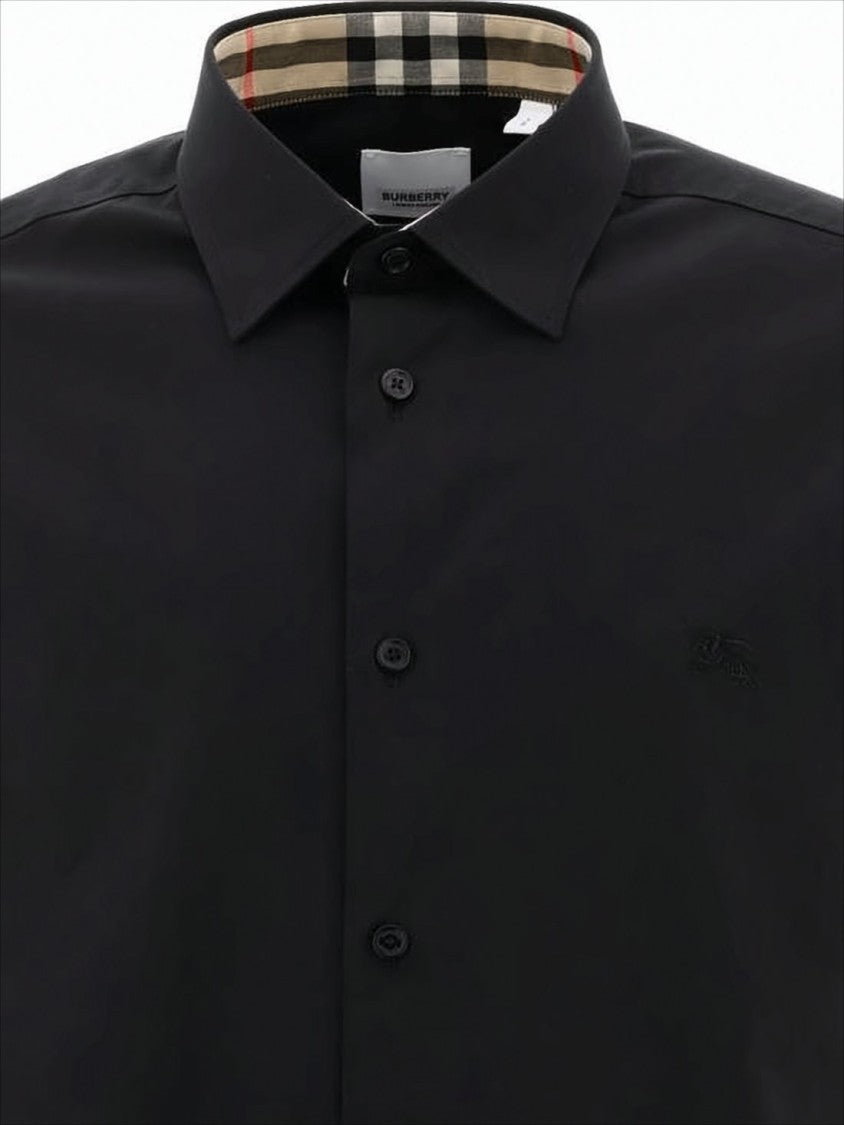 Burberry Black Short-Sleeved Shirt With Classic Collar