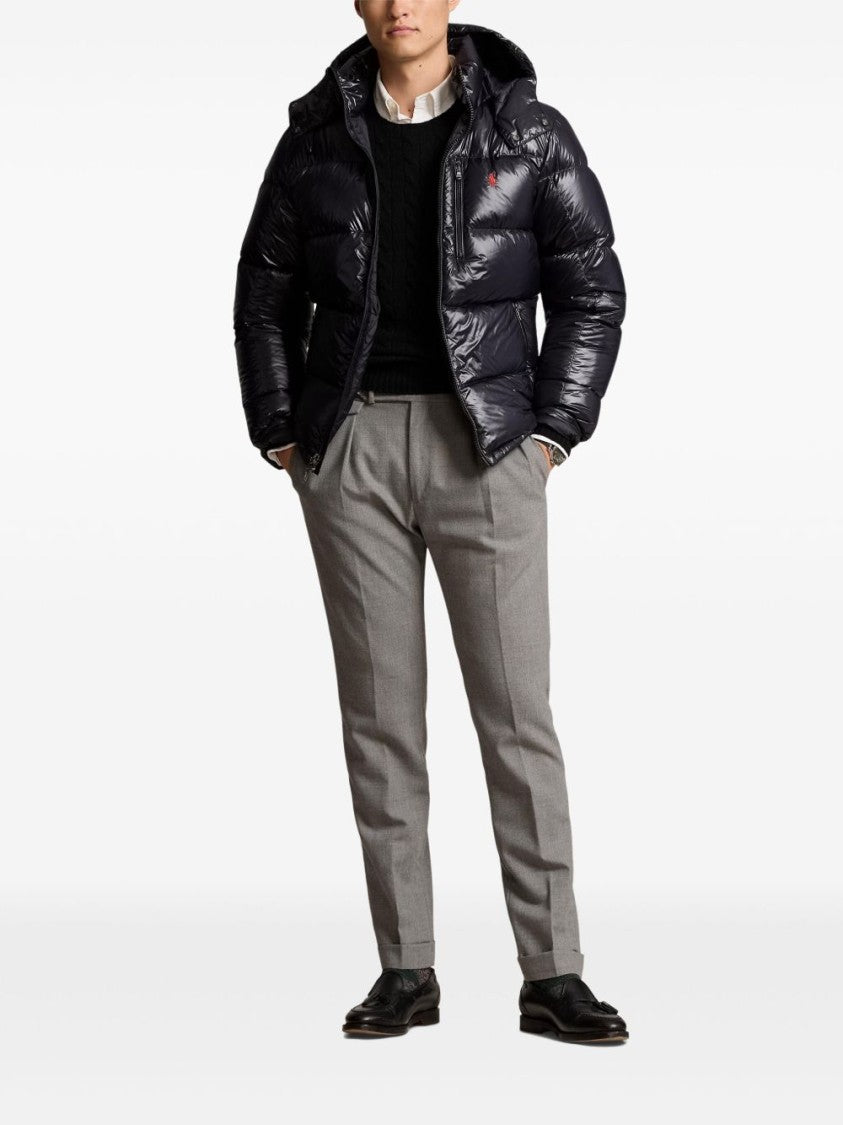 Polo Ralph Lauren Glossy Black Puffer Jacket With High Collar