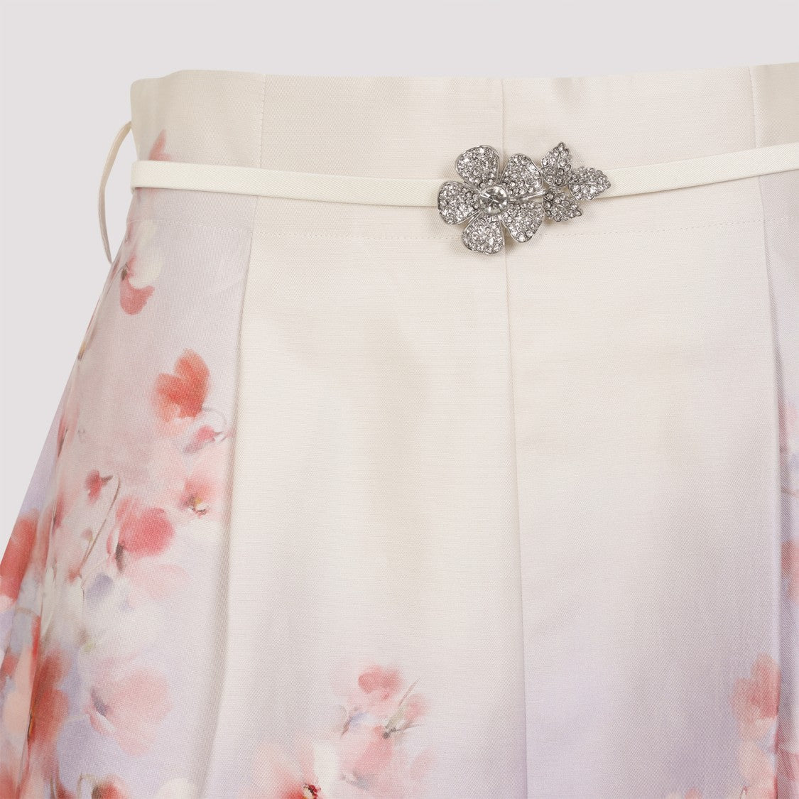Zimmermann Scarlet Floral Multicolor Silk Crush Flat Front Short