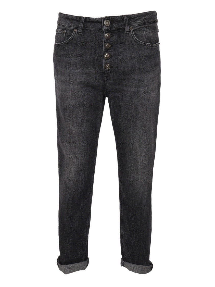 Dondup High-Waisted Black Jeans With Rolled Cuffs