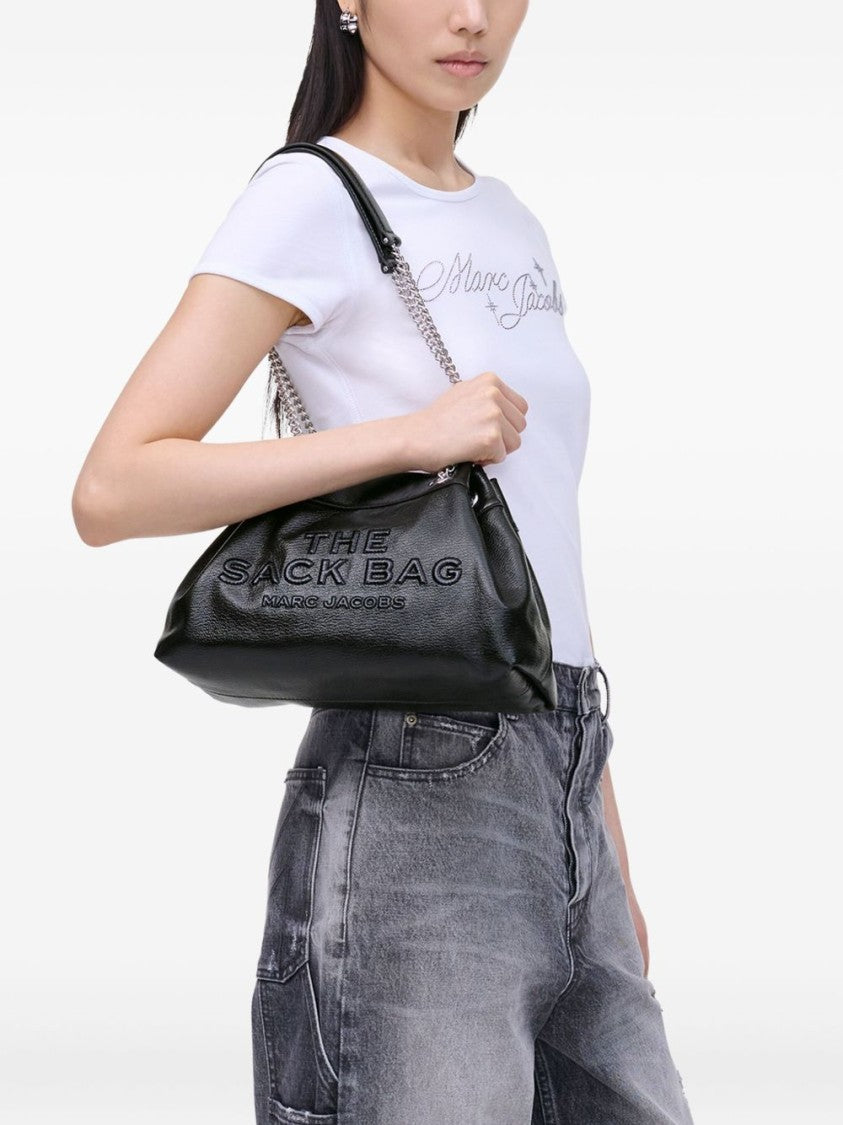 Marc Jacobs Soft Leather Shoulder Bag With Embossed Branding
