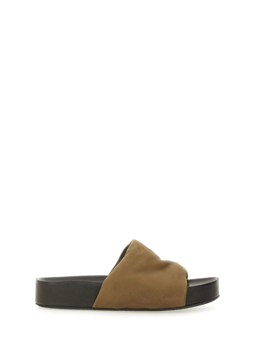 Uma Wang Brown Leather Sandals With Padded Strap