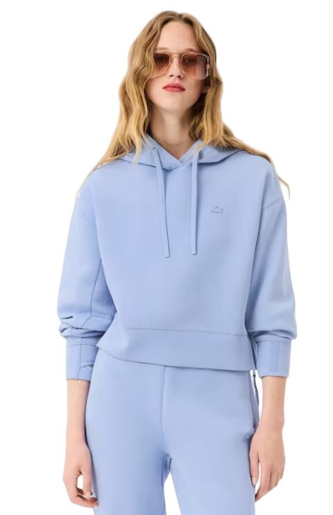 Lacoste Cropped Double-Faced Cotton Lacoste Hoodie