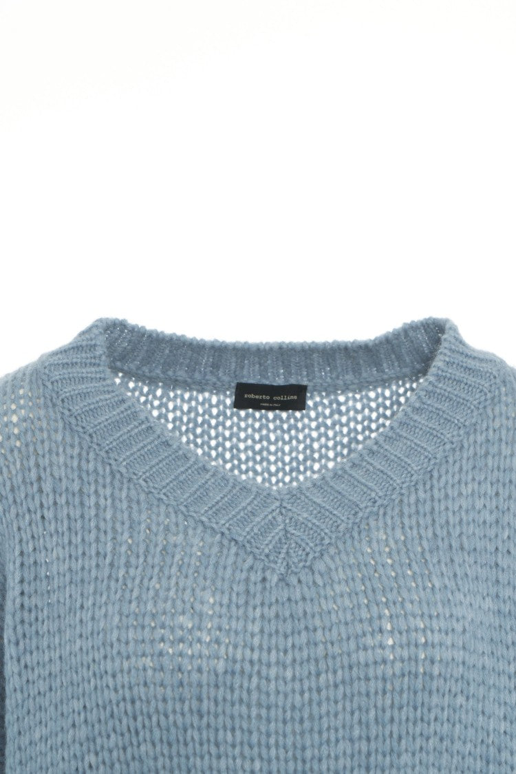 Roberto Collina Cropped Oversized Alpaca Blend Sweater With V-Neck Design