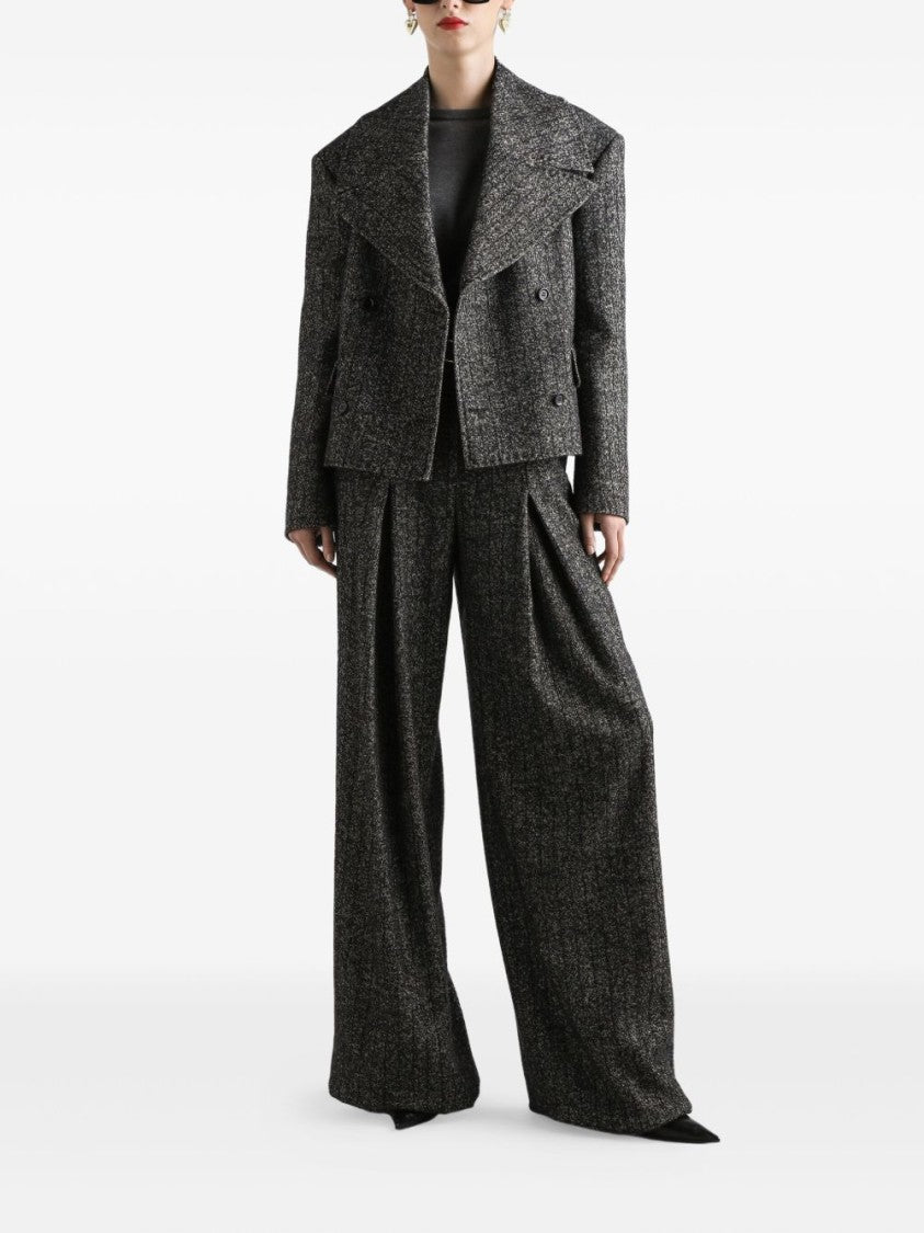 Dolce & Gabbana Cropped Double-Breasted Jacket With Leopard-Print Lining