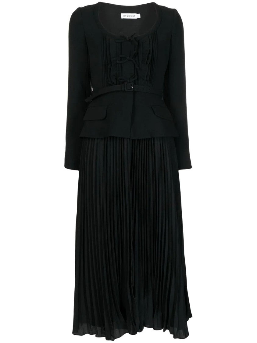Self-Portrait Black Crepe Midi Dress