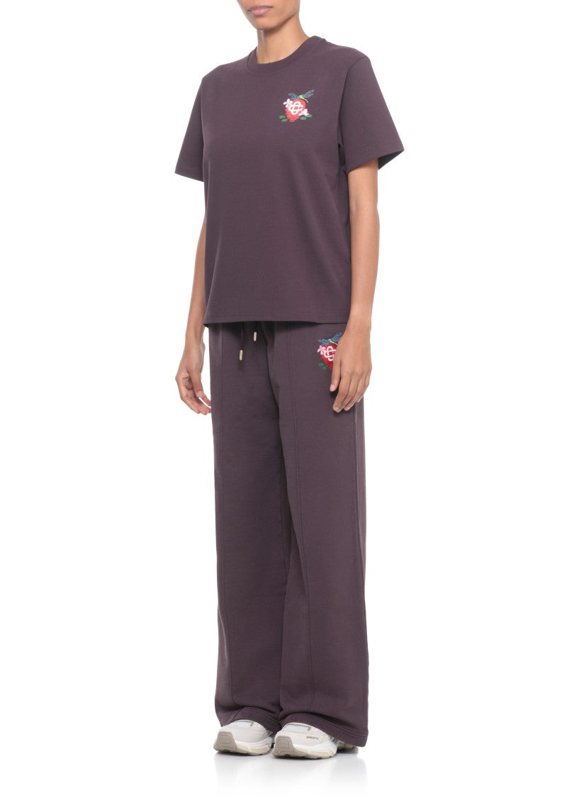 Casablanca Purple Cotton T-Shirt With Contrasting Logo Print