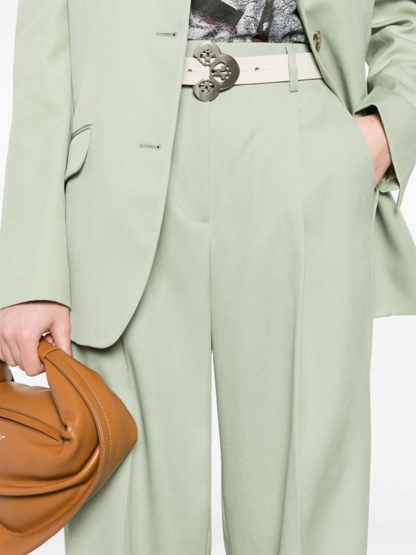 Golden Goose Sage Green Relaxed Fit Trousers With Functional Pockets