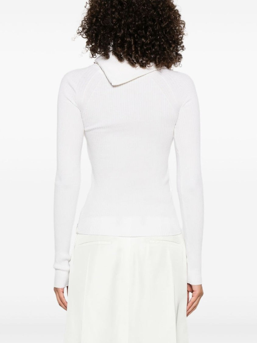 Sportmax Ribbed High-Neck Sweater With Asymmetric Zip Fastening