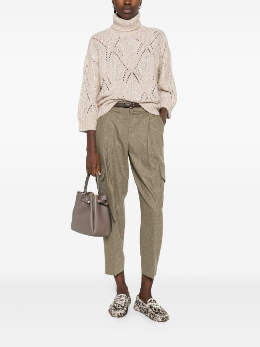 Peserico Textured Open-Knit Sweater With High Turtleneck