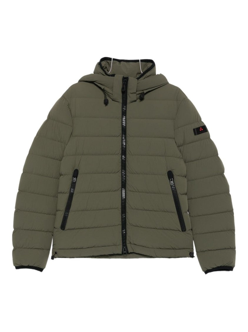 Peuterey Padded Green Jacket With Horizontal Quilting