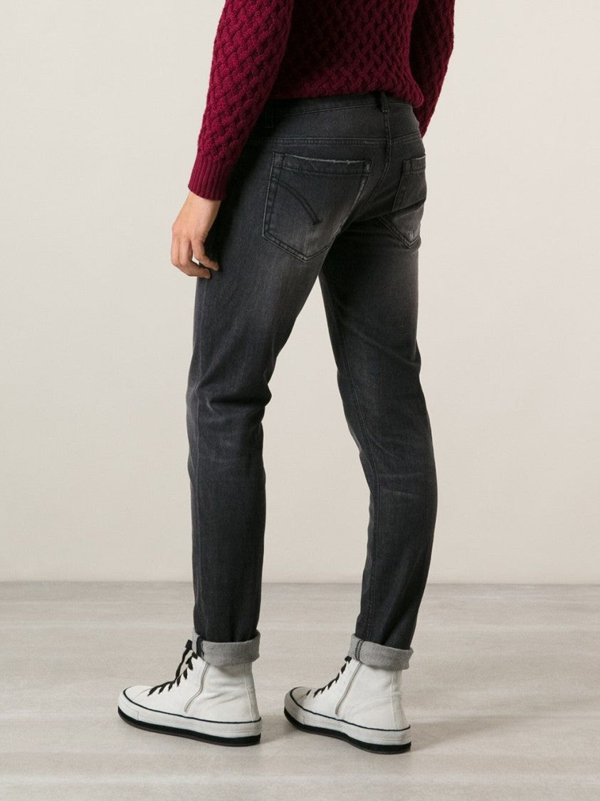 Dondup Dark-Washed Black Denim Jeans With Tapered Fit