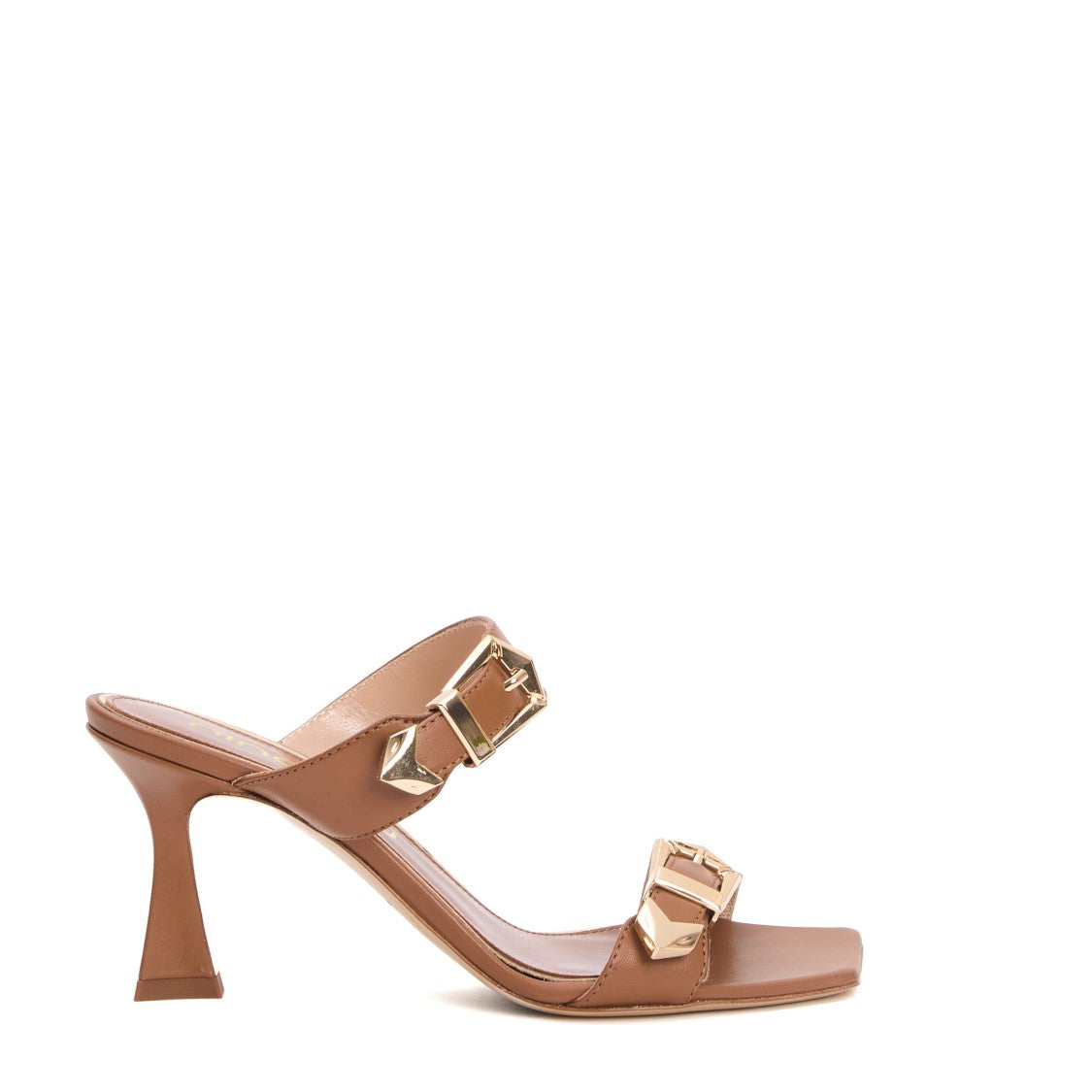 Ninalilou Double Band Leather Slipper Sandal Heel 75 Mm