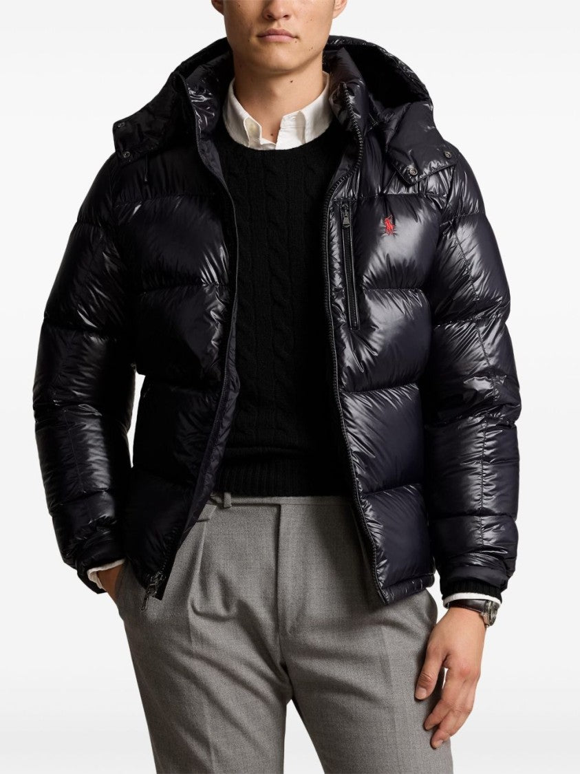 Polo Ralph Lauren Glossy Black Puffer Jacket With High Collar