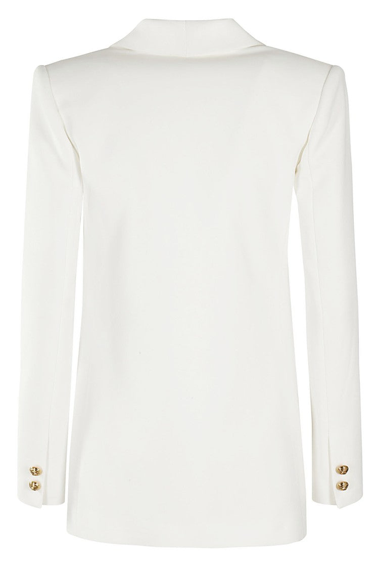 Elisabetta Franchi Ivory Blazer With Satin Shawl Lapels