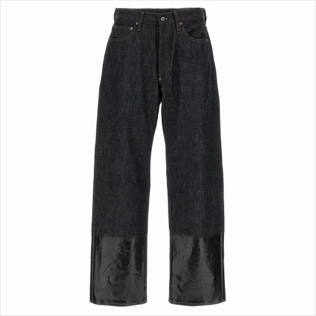 Maison Margiela Straight-Leg Denim Pants With Glossy Black Panels