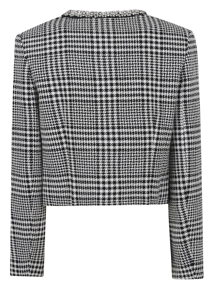 Self-Portrait Houndstooth Crystal Trim Jacket