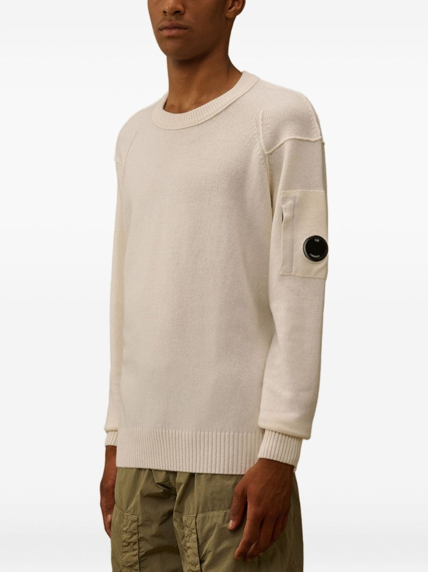 C.P. Company Crew Neck Sweater With Unique Sleeve Patch