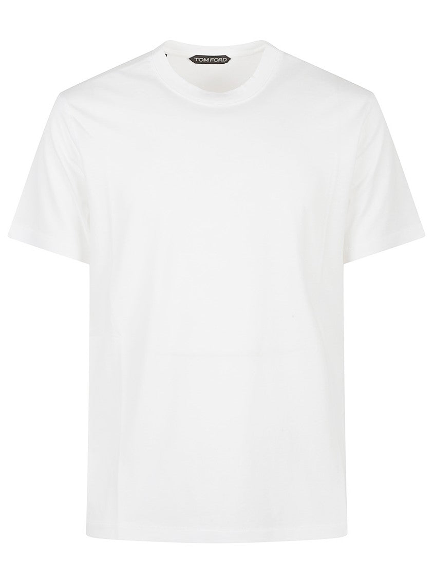 Tom Ford White Cotton T-Shirt With Straight Hem