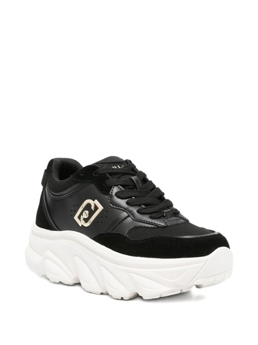 Liu Jo Textured Black Sneakers With Platform Sole