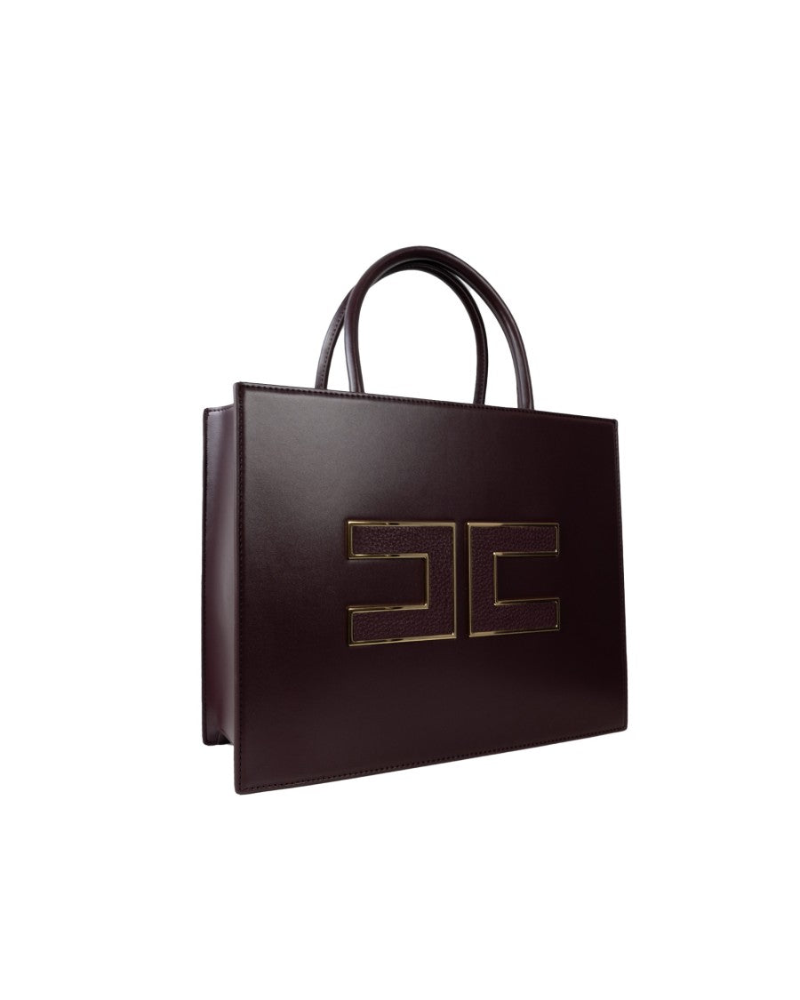 Elisabetta Franchi Large Tote Bag – Bordeaux