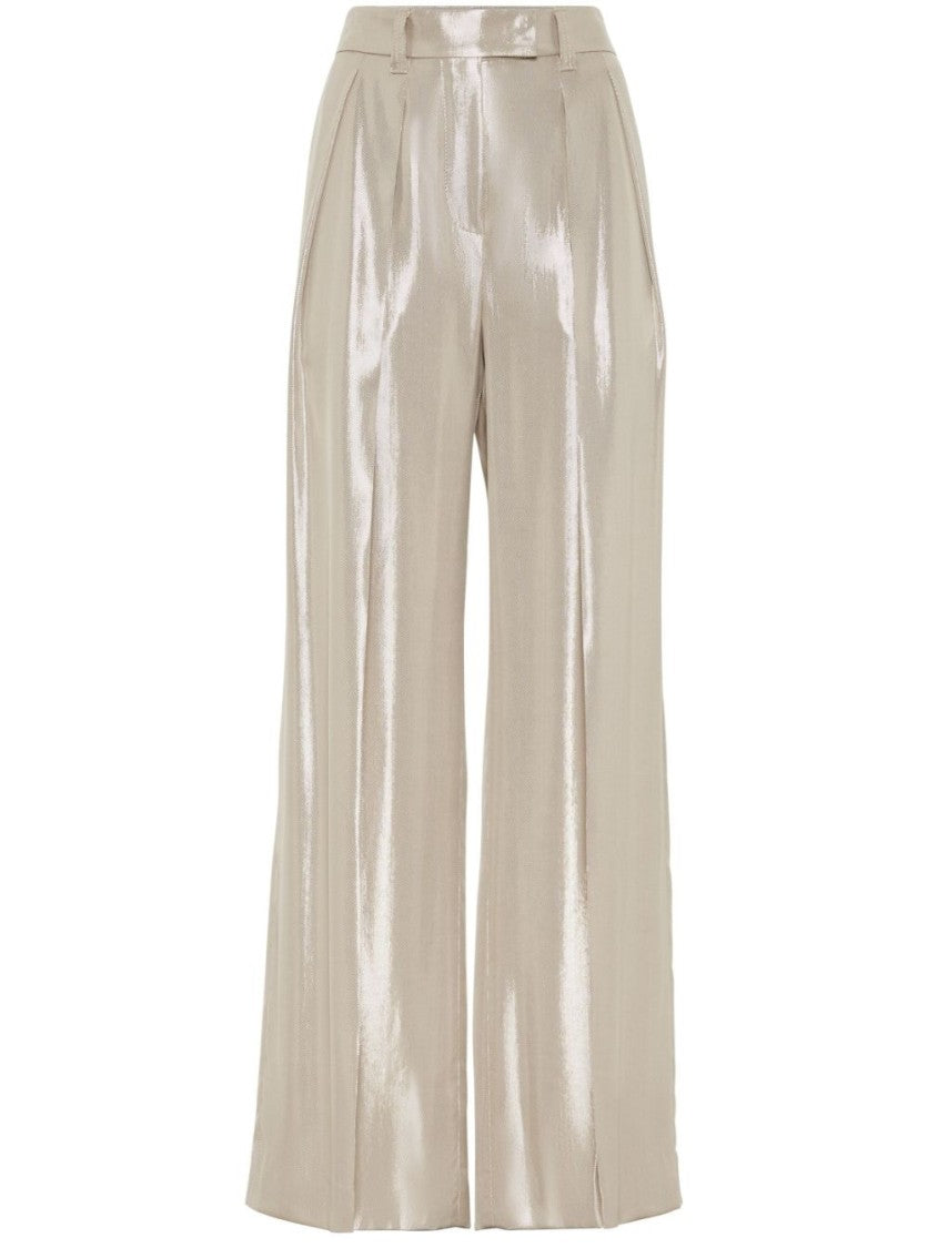 Brunello Cucinelli Luxe Dark Blue Wide-Leg Trousers