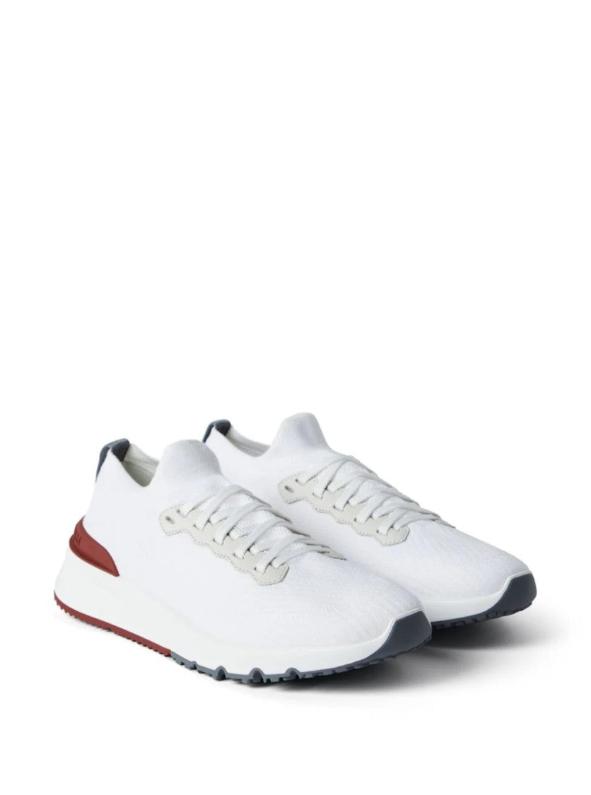 Brunello Cucinelli White Leather Trainers With Subtle Branding