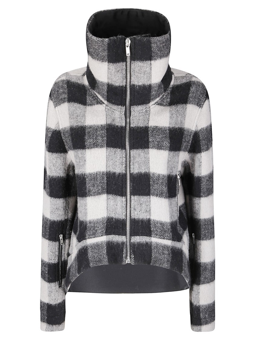 Rick Owens Asymmetric Short Wool Jacket With High Collar