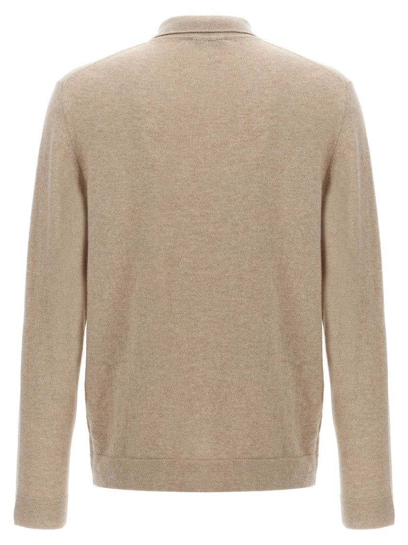 Zanone Cashmere Blend Long Sleeve Polo Shirt With Classic Collar