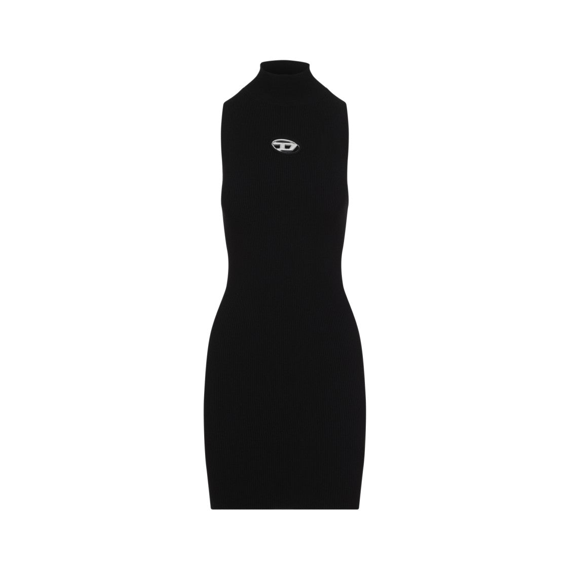 Diesel High Neck Fitted Mini Dress With Ribbed Texture