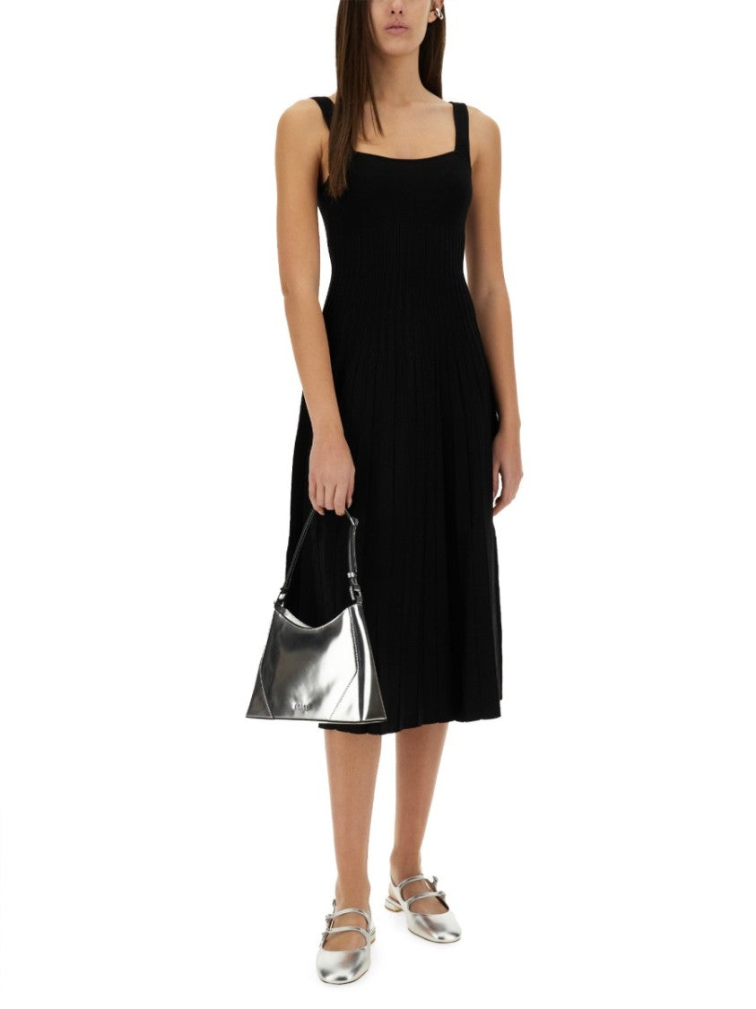 Staud Fitted Black Midi Dress